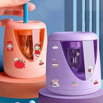 1pc Carba Bear Shaped Cute Automatic Electric Pencil Sharpener For Kids And Primary Students, Battery Powered, Without Battery, Accessories Random