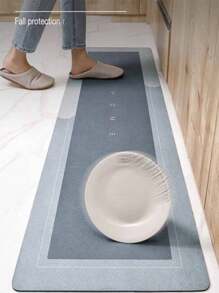 Una alfombrilla de cocina de gel de sílice con diseño de marco gris y negro, antifatiga, antideslizante, absorbente, de secado rápido, adecuada para cocina, baño, lavandería, entrada, etc., decoración de habitación