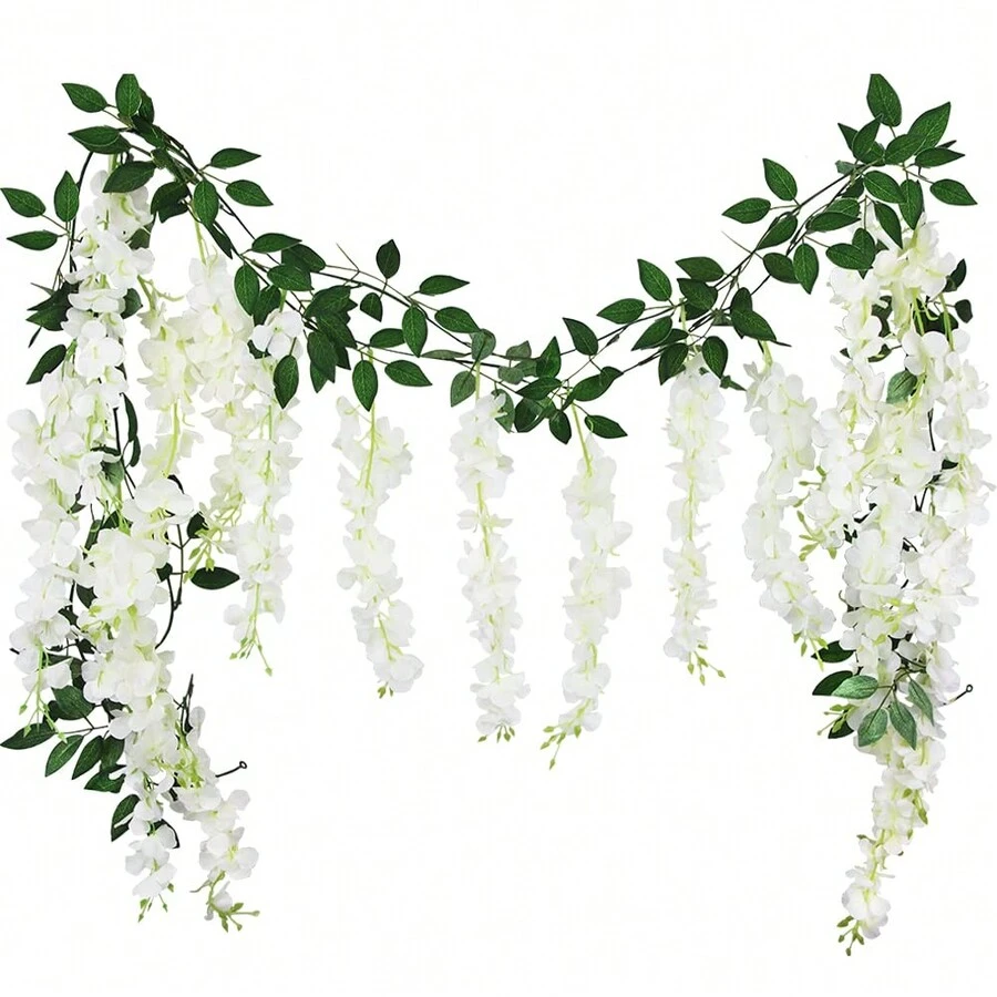 Conjunto de 2 piezas Decoración de boda para fiesta de estilo nórdico con vid floral blanca para jardín de fondo - Blanco - Ver 1