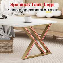 Coffee Table Living Room Table Black Center Table Modern Faux Marble Rectangular Tea Table With Sturdy Black-Finished Metal Frame,Industrial Wooden Coffee Table For Bedroom Home Office - trắng - Xem 5