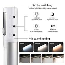 Đèn LED 3 màu cảm biến thông minh dưới đèn tủ Đèn đọc sách có thể sạc lại USB Đèn ngủ có thể điều chỉnh độ sáng Đèn đọc sách nghiên cứu từ tính Đèn ngủ phòng ngủ từ tính Đèn ngủ tự động bật tắt cảm biến chuyển động của con người Đèn ngủ cho tủ quần áo hành lang cầu thang - 3 màu - Xem 5