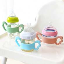 1只矽膠嬰兒奶瓶手柄，適用於直徑超過6cm的奶瓶，兼容Avent奶瓶，耐高溫（可達220℃），支持水煮消毒