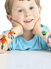 10pcs Children's Princess & Boys' Tattoos, High-Quality Realistic Washable Temporary Tattoos - Multicolor - View 9