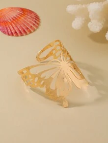 Fashion this season F&S 1 件时尚夸张简洁个性化金属镂空手链，带有浮雕图案和纹理，适合女性参加购物、派对、宴会、生日、商务活动、烧烤、浪漫约会、海滩度假、拍照和社交活动 - 蝴蝶鏤空款 - 查看 5