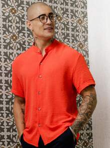 Men Shirts - Orange - View 1