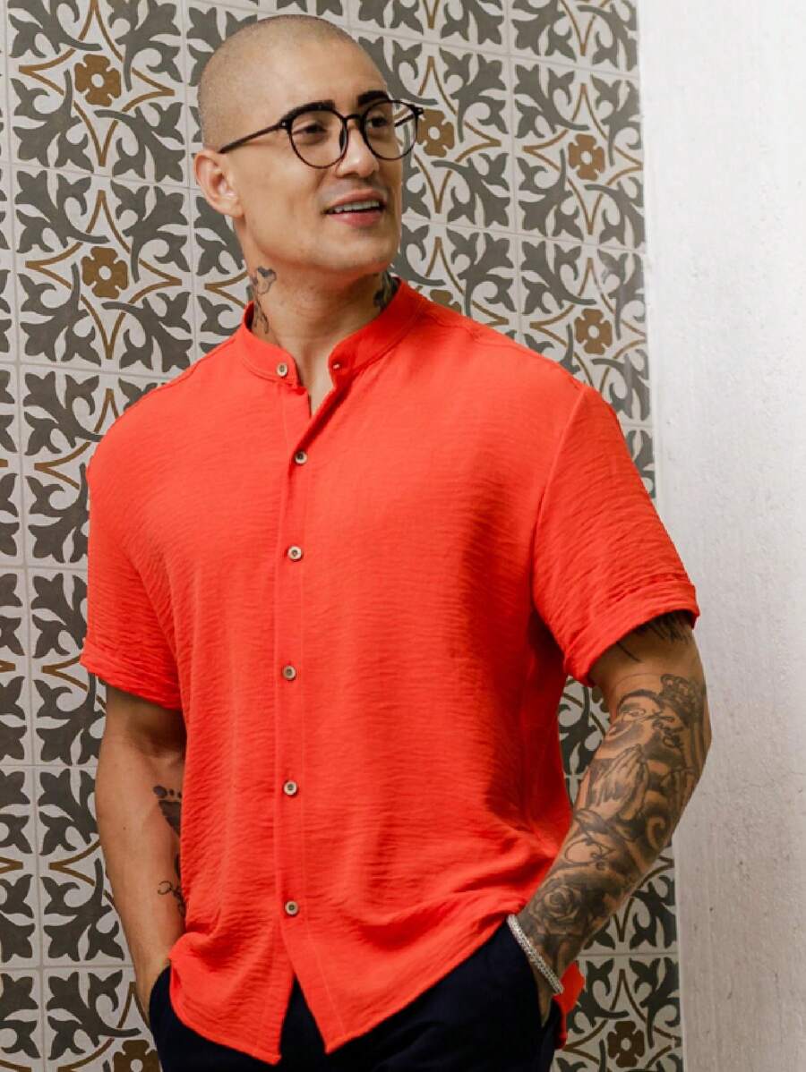 Men Shirts - Orange - View 1