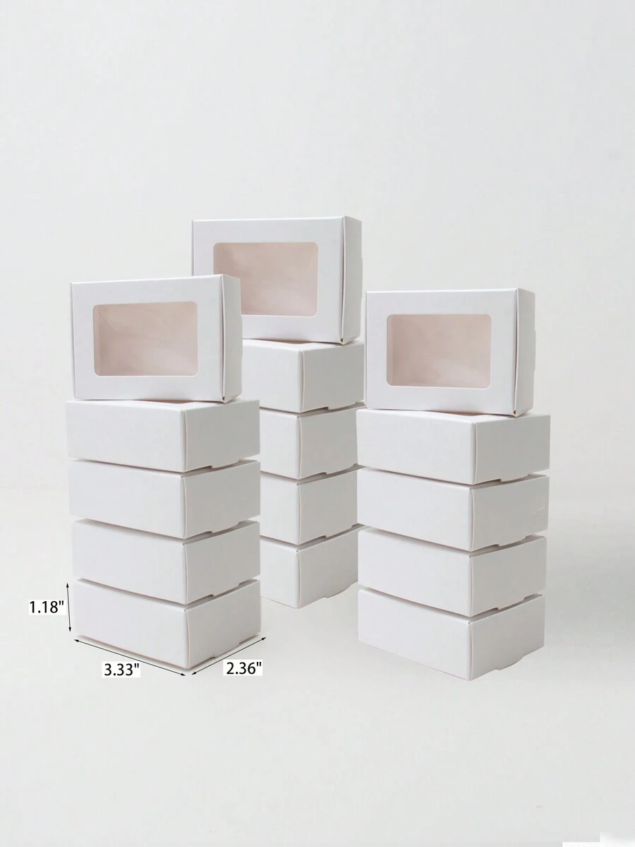 10pcs Paper Gift Box For Cookies, Chocolate With Window, Soap Box For Party, Snack Packaging Box Gift Bag Party Kitchen - Paper - View 1