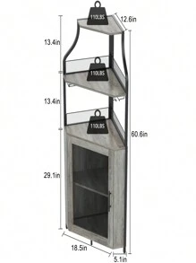 Corner Bar Cabinet, Corner Wine Rack With Glass Holder, Liquor Bar Cabinet With Storage Shelves And Mesh Door, Industrial Wine Cabinet, Home Bar Furniture For Liquor And Wine Storage - Grey - View 3