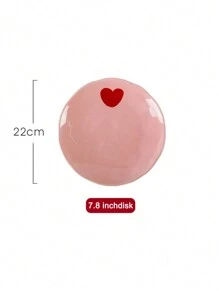 1 Set Pink Heart-Shaped Ceramic Dinnerware Set, Highly Attractive Ins Household Tableware, Including 3.3-Inch Dish, 4.5-Inch Bowl, Heart-Shaped Spoon, Handled Cup, 6-Inch Noodle Bowl, 7.8-Inch Plate, Chopsticks; Ideal Housewarming Gift With Creativity And Aesthetic Appearance School Supplies,Christmas Gift