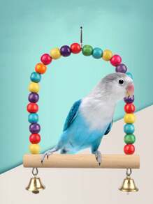 1只鳥籠鸚鵡搖擺玩具吊環，木製可啃的鳳凰和鸚鵡搖擺秋千，互動攀爬梯，起壓抑消遣作用