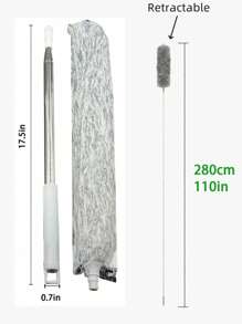 2入組不鏽鋼桿可伸縮除塵器，110英寸超長桿，可彎曲頭部和長把手，適用於清潔天花板風扇，高天花板，百葉窗，家具和汽車 - 滿天星 - 查看 10