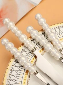 4 chiếc đồ dùng bằng thép không gỉ có tay cầm bằng gốm sứ màu trắng, nhà bếp, quà tặng Giáng sinh - trắng - Xem 3