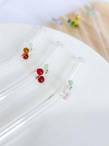 1pc Christmas Tree Shaped Reusable Glass Straw, Transparent For Smoothie, Milkshake, Cocktail, Cold Beverage, Christmas Party Decoration - Christmas Glass Straws - View 7