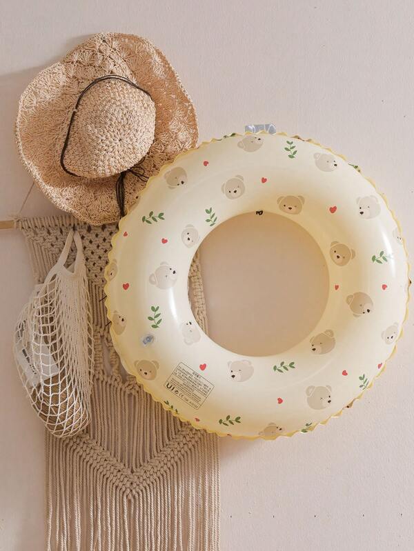 1pc Inflatable Swim Ring Decorated With Sparkly Flowers For Water Play