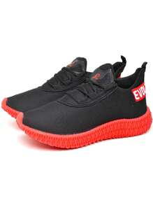Men's Sports Sneakers Adult Breathable Mesh Lace-Up Adjustment - 紅色 - 查看 5