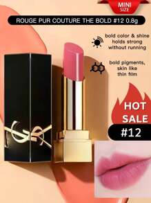 Yves Saint Laurent [ميني] روج بور كوتور ذا بولد رقم 12 نو إنكونغرو 0.8جرام طويل الأمد ، مرطب ، لا يتلاشى. صبغة عالية مع نهاية لامعة. مُنقَّع ب- 40٪ من المكونات المعتنية ، مثل: مستخلص بتلات الخشخاش الأحمر ذو التأثير المنعم وزيت بذور العنب للشعور بالراحة.