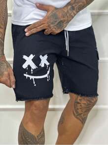 Men Denim Shorts - 黑色 - 查看 1