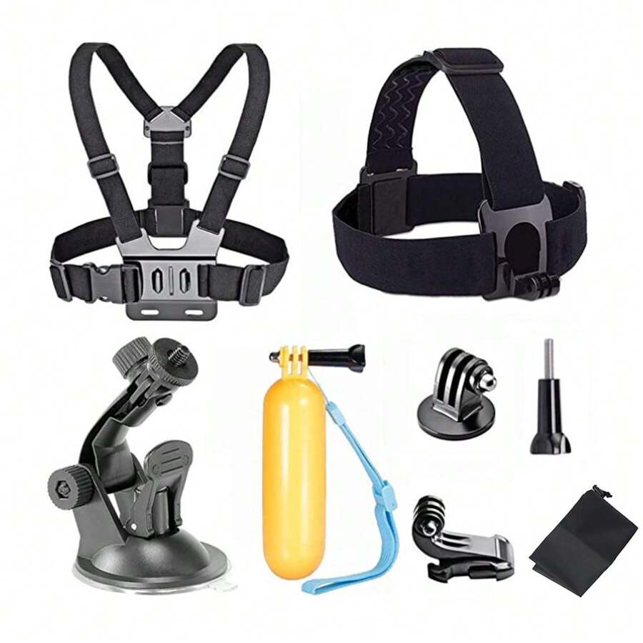 Kit de accesorios para cámara Go Pro, kit de accesorios para cámaras de acción para GoPro Hero 12/11/360/YI 4K Series, Mountain Dog Series/Xiaomi XTU S2/ In Sta360/ Eagle Eye Firefly / DJI Osmo Pocket/Action y otras cámaras de acción, juegos de accesorios universales - Negro - Ver 1