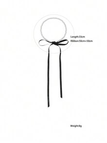 1pc Black Rope Bow-Tie Lace Sweet Cool Heart Necklace - White - View 5
