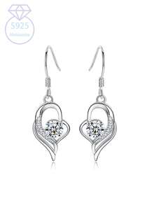 1 Chiếc Bạc S925 0,5 Carat * 2 Đá Moissanite, Hoa Tai I Love You, Phiên Bản Hàn Quốc, Đơn Giản, Thời Trang, Thiết Kế Cao Cấp, Tiệc Hàng Ngày, Tiệc, Đám Cưới, Đính Hôn, Hoặc Làm Quà Tặng Ngày Lễ Hoặc Quà Tặng Ngày Lễ Tình Nhân Cho Mẹ, Vợ, Bạn Gái, Quà Tặng Sinh Nhật Valentine - Bạc - Xem 1