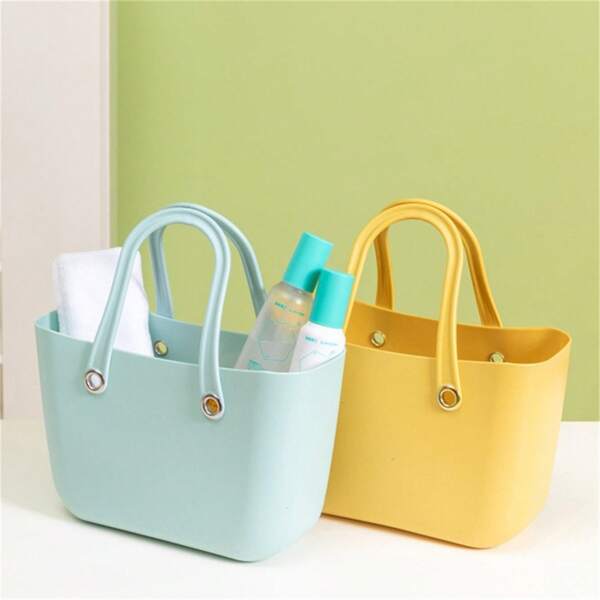 1Pc Plastic Material Bathroom Waterproof Storage Basket, Wash Basket, Household Portable Storage Tool