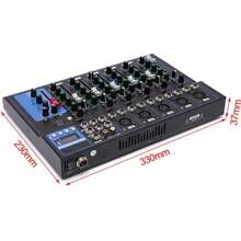 YUNRUX Tragbarer Mischpult Bluetooth mit USB Anschluss DJ Controller Live Studio Audio Mischpult DJ Konsole Verstärke 7-Kanal-Eingang 6 Musikmodi für Aufnahmestudio DJ Mixer Konsole - Schwarz - Übersicht 3