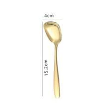 Stainless Steel Flat Bottom Spoon, Creative Square-Headed Thickened Ladle With Chinese-Style Sweet Soup Spoon, For Household Use - Gold - View 8