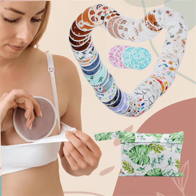 10 Pcs Washable & Reusable Breastfeeding Cloth Nursing Pads With 1 Mini Storage Bag