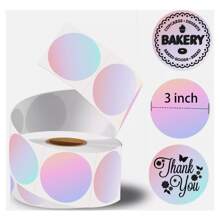 Tapsin 500/Roll 50x50mm Paper Roll Core 2.95"(75mm) Thermal Labels Round Name Sticker Self-Adhesive Rainbow Color Compatible With ROLLO, For ZEBRA, For MUNBYN, For POLONO, For Phomemo And Other Thermal Label Printers - Multicolor - View 2