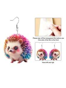1pair Cute Colorful Hedgehog Shaped Acrylic Earrings Animal Earrings Women's Party Daily Jewelry Simple Gift - Multicolor - View 5