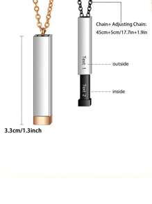 Personalized Square Bar Necklace, Stainless Steel, Engravable With Name, Women's Family Jewelry Gift - Silver - View 3