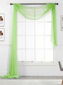 216" Long Sheer Window Curtain Valance/Scarf Great Value 25 Colors - Lime Green - View 1