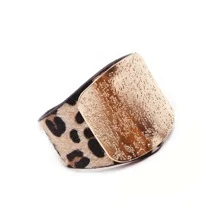 Leopard Print Faux Leather Metal Bangle Bracelet, Fashion Accessories For Women