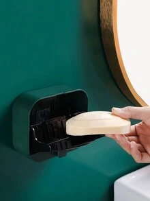 1入光輝奢華廚房肥皂盒免打孔壁掛式排水肥皂架浴室翻蓋肥皂盒學生宿舍洗衣肥皂盒