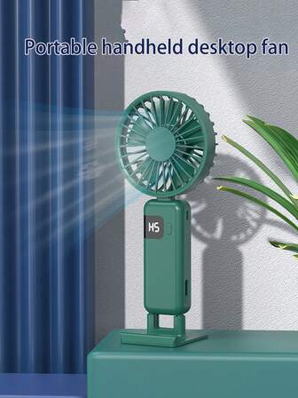 Lanjingxi 2024 New Neck Handheld Folding Handheld Small Fan Usb Charging Silent Portable Digital Display