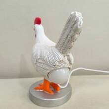 1pc Creative Rooster Laying Egg Night Light, Chicken Shaped Table Lamp For Decor And Gifting - White - View 7