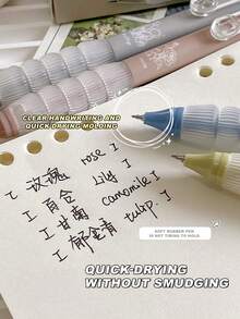 1盒按壓式原子筆，每盒4支，「草木凡音」練習毛筆，快乾式，按壓式原子筆，簡約設計，防摔，筆跡清晰不斷墨，適合學生，考試專用筆 - 按下中性筆1盒 - 查看 4