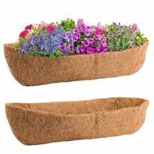 1PC Coco Liners For Planters, Pre-Formed Trough Coconut Fiber Liner Replacement For Window Box, Fence Flower Baskets, Garden Flower Pot 16/24/30 Inch - Brown - View 9