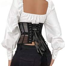 Cinturón de corsé, entrenador de cintura con control de abdomen, cinturón de cintura con chaleco moldeador corporal, para accesorios de mujer para vestido estilo western, vaquera, campestre, vintage, color negro.