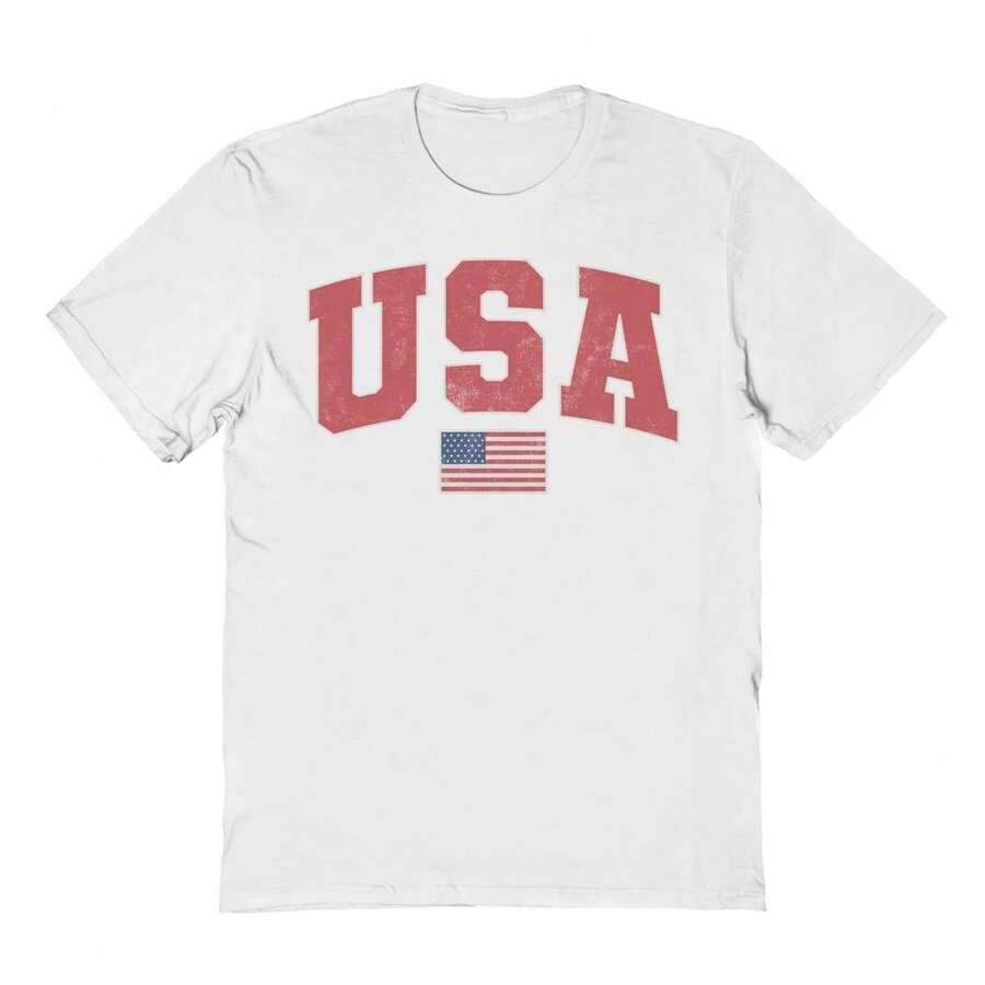 Social Collective Red Usa And Flag Graphic Cotton Short-Sleeve T-Shirt - 白色 - 查看 1
