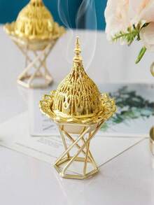 1pc-Vintage Medieval Court Style Tower Incense Diffuser  Arabic Metal Cut-Out Mini Incense Burner - Multicolor - View 3