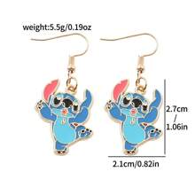 1對全新Disney Stitch Lilo天使掛墜耳環，卡哇伊可愛動物金屬手工耳環，掛勾時尚珠寶