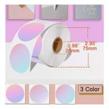 Tapsin 500/Roll 50x50mm Paper Roll Core 2.95"(75mm) Thermal Labels Round Name Sticker Self-Adhesive Rainbow Color Compatible With ROLLO, For ZEBRA, For MUNBYN, For POLONO, For Phomemo And Other Thermal Label Printers - Multicolor - View 3