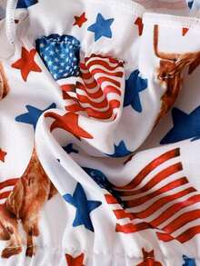 新生兒女寶寶日印花無袖上衣和分層裙套裝 - 白色 - 查看 3