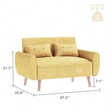 JAMFLY Sofa Set For Living Room 47'' Small Loveseat, Love Seat Couches Small Sofa Set For Small Spaces Apartment - Màu vàng - Xem 3