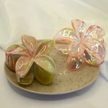 1 buc/6 buc cleme mari cu gheare de crizantemă transparente și vopsite în stil Tie-Dye, cleme de păr drăguțe cu flori pentru cocurile cocționate cu drăguț, clemă de păr cu maxilar