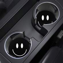 2入組汽車杯架防滑吸水墊，極簡主義微笑臉表情印花隔熱墊 - 黑與白 - 查看 6