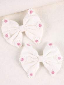 2 chiếc kẹp tóc nơ cho bé gái, kẹp tóc hình hoa cúc nhỏ xinh, phụ kiện tóc cho trẻ em - Hồng - Xem 2