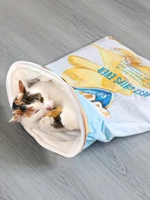 FULED 猫隧道玩具，猫钻袋，猫咪生日礼物，全身带皱纸猫隧道袋（发出声音，声音对猫咪有吸引力，不建议夜间使用）可折叠互动猫钻袋宠物玩具带毛绒球，猫隧道袋，室内猫咪自互动玩具 - 彩色 - 查看 24