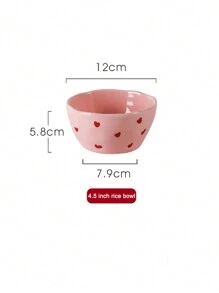 1 Set Pink Heart-Shaped Ceramic Dinnerware Set, Highly Attractive Ins Household Tableware, Including 3.3-Inch Dish, 4.5-Inch Bowl, Heart-Shaped Spoon, Handled Cup, 6-Inch Noodle Bowl, 7.8-Inch Plate, Chopsticks; Ideal Housewarming Gift With Creativity And Aesthetic Appearance School Supplies,Christmas Gift